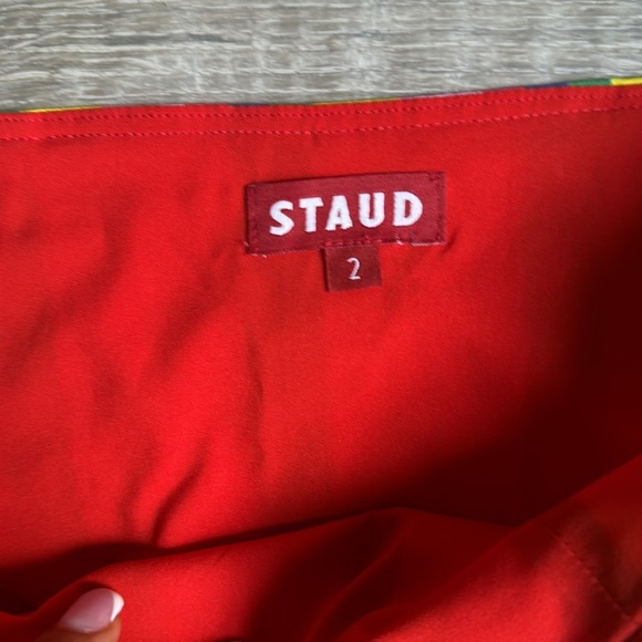 STAUD Panda Rainbow Stripe Cotton Mini Skirt 2 - Picture 9 of 10